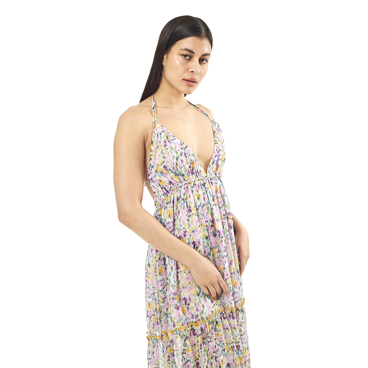 Verde Γυναικείο Φόρεμα 52-0072 Cotton Ινδίας Λιλά