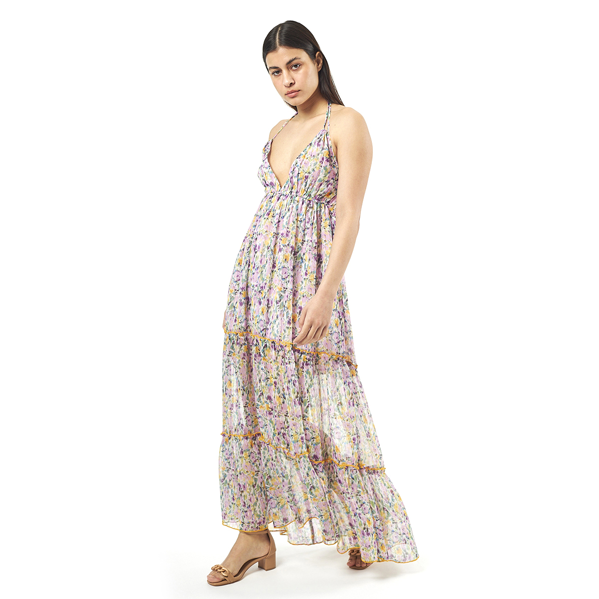 Verde Γυναικείο Φόρεμα 52-0072 Cotton Ινδίας Λιλά