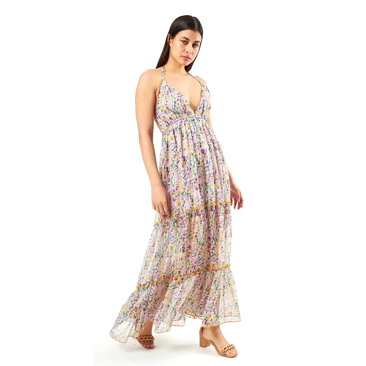 Verde Γυναικείο Φόρεμα 52-0072 Cotton Ινδίας Λιλά