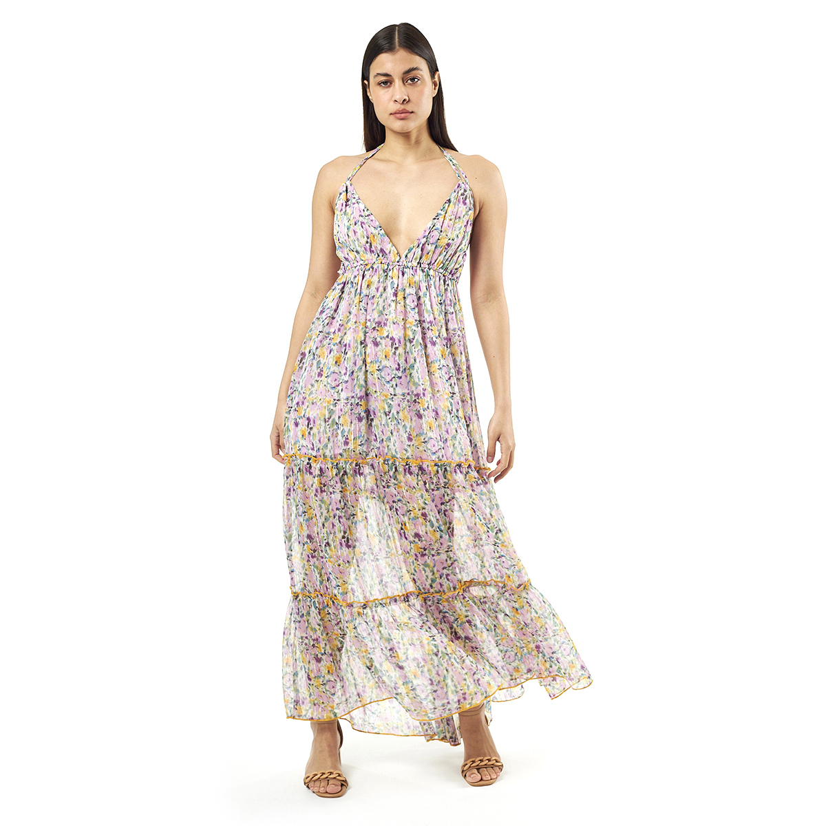 Verde Γυναικείο Φόρεμα 52-0072 Cotton Ινδίας Λιλά