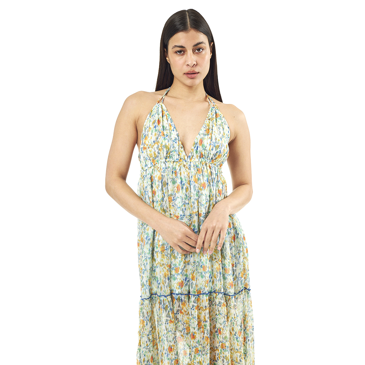 Verde Γυναικείο Φόρεμα 52-0072 Cotton Ινδίας Μπλέ