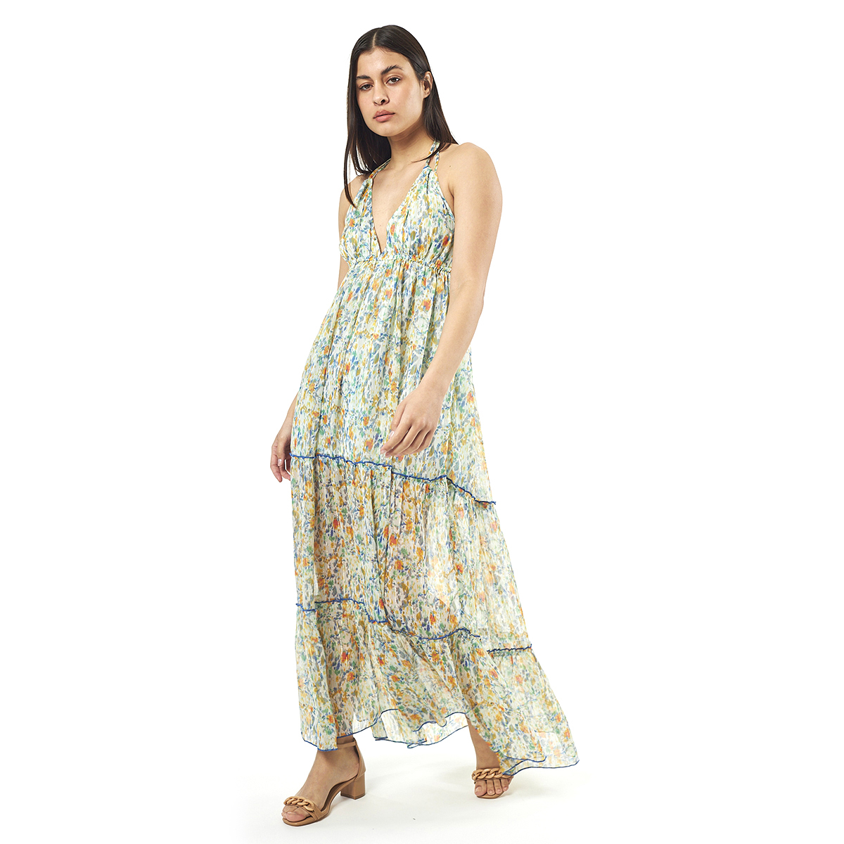 Verde Γυναικείο Φόρεμα 52-0072 Cotton Ινδίας Μπλέ