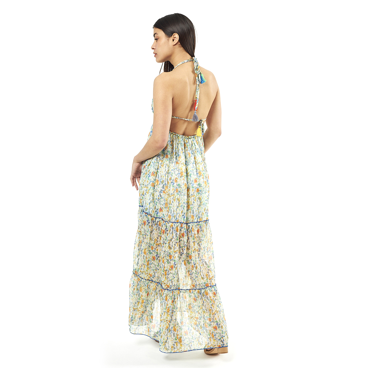 Verde Γυναικείο Φόρεμα 52-0072 Cotton Ινδίας Μπλέ