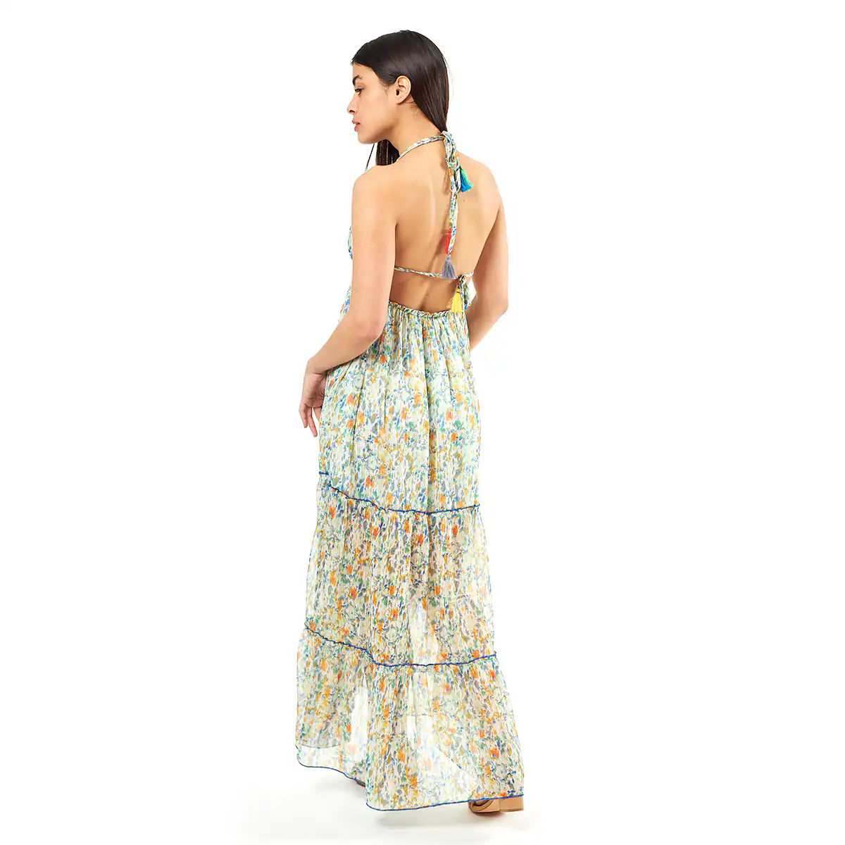 Verde Γυναικείο Φόρεμα 52-0072 Cotton Ινδίας Μπλέ