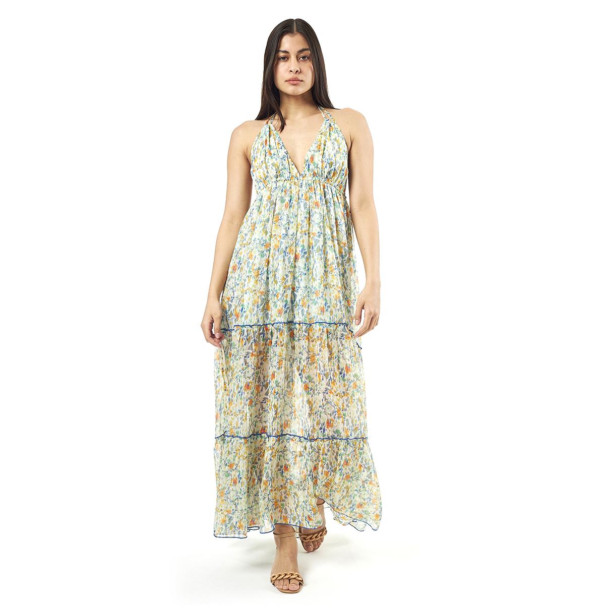 Verde Γυναικείο Φόρεμα 52-0072 Cotton Ινδίας Μπλέ