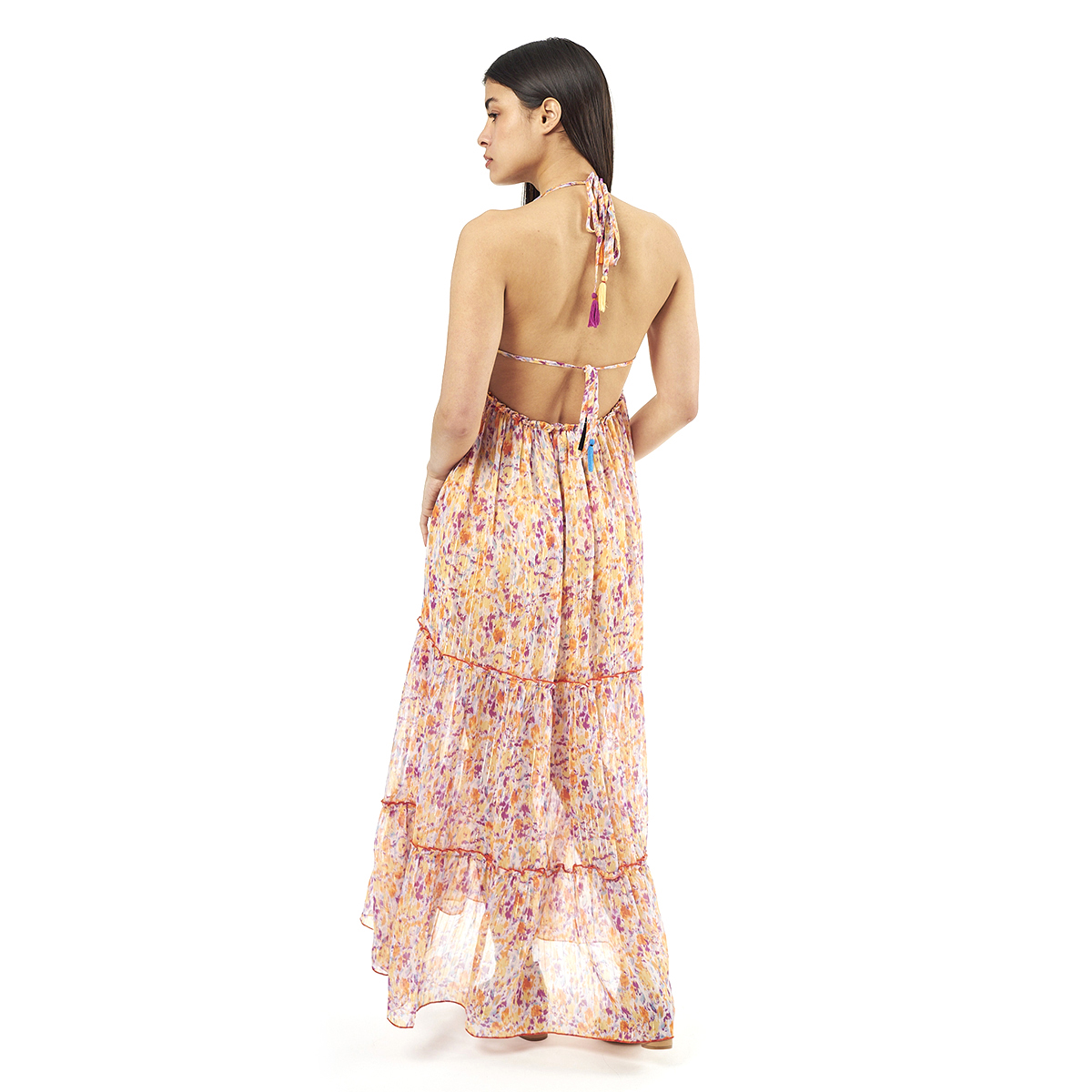 Verde Γυναικείο Φόρεμα 52-0072 Cotton Ινδίας Πορτοκαλί