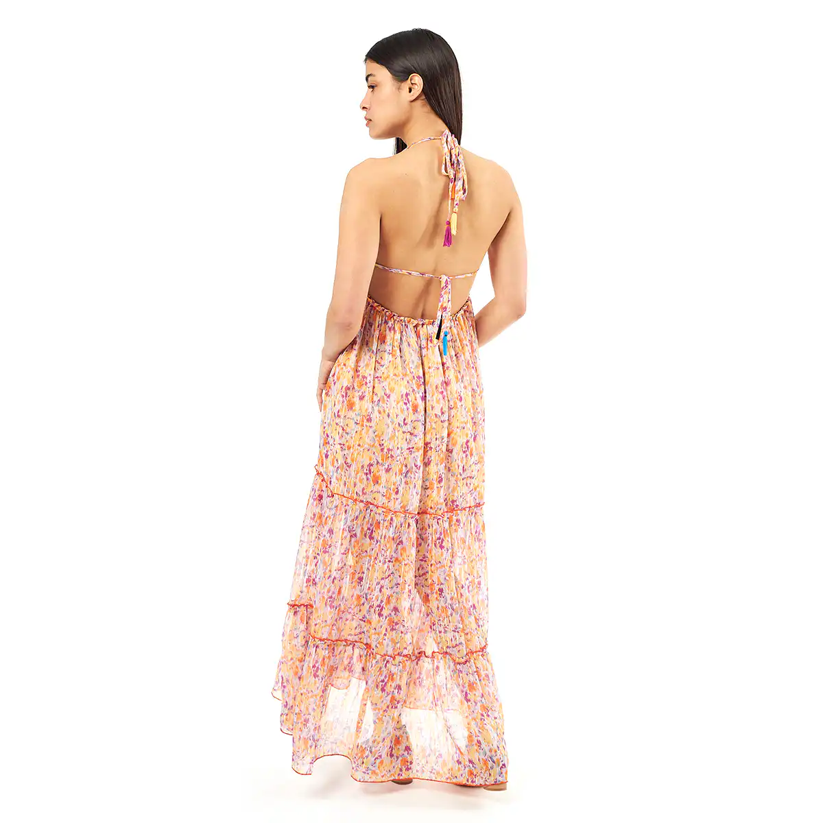 Verde Γυναικείο Φόρεμα 52-0072 Cotton Ινδίας Πορτοκαλί