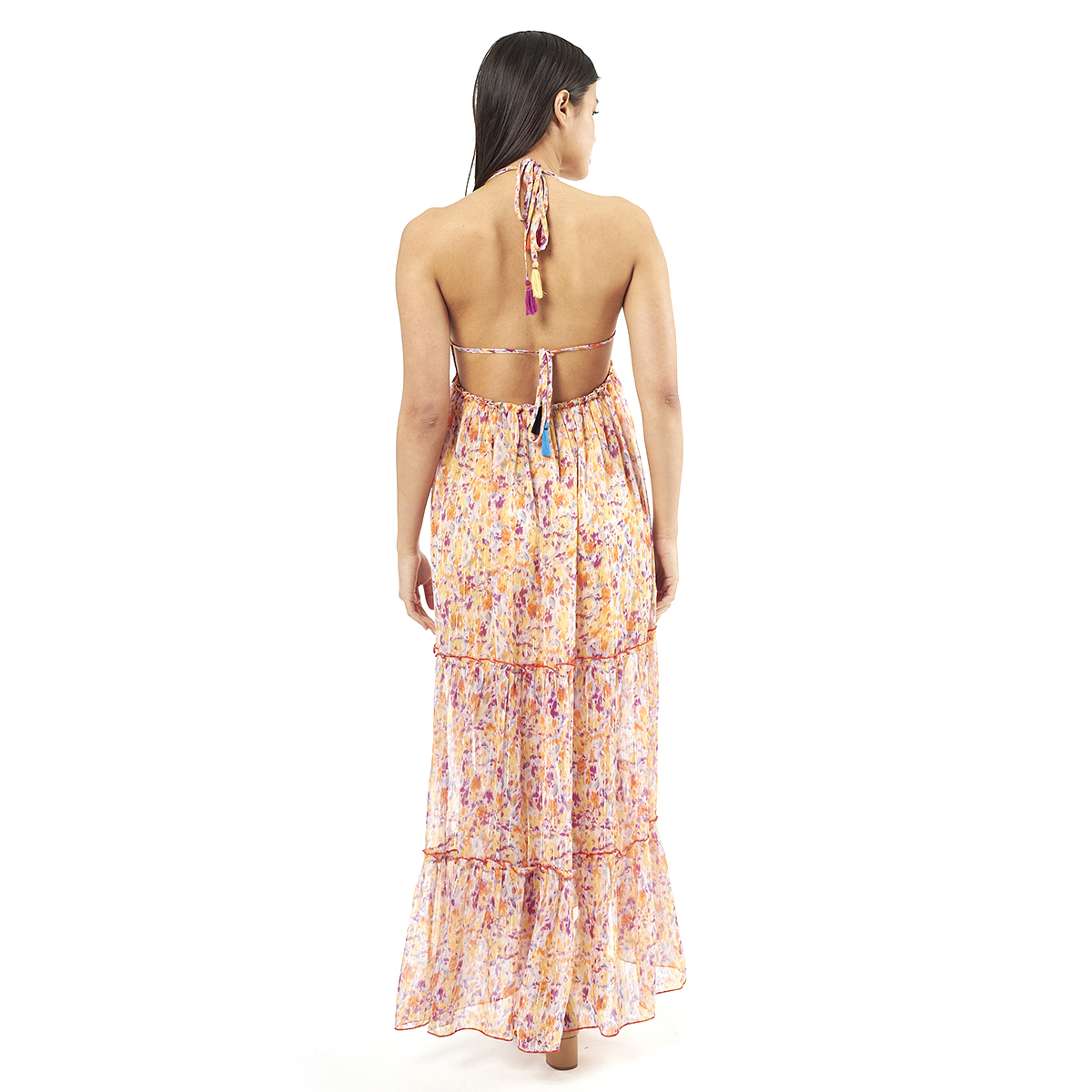 Verde Γυναικείο Φόρεμα 52-0072 Cotton Ινδίας Πορτοκαλί