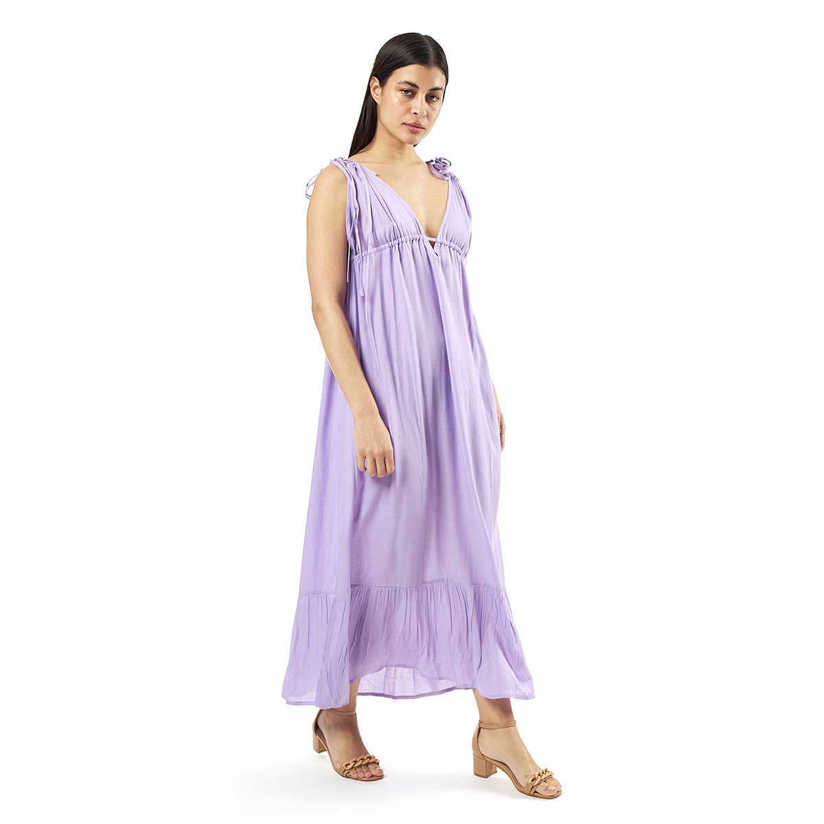 Verde Γυναικείο Φόρεμα 52-0073 Viscoce Ινδίας Λιλά