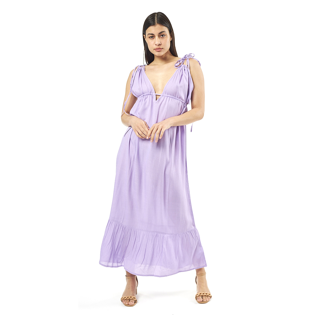 Verde Γυναικείο Φόρεμα 52-0073 Viscoce Ινδίας Λιλά