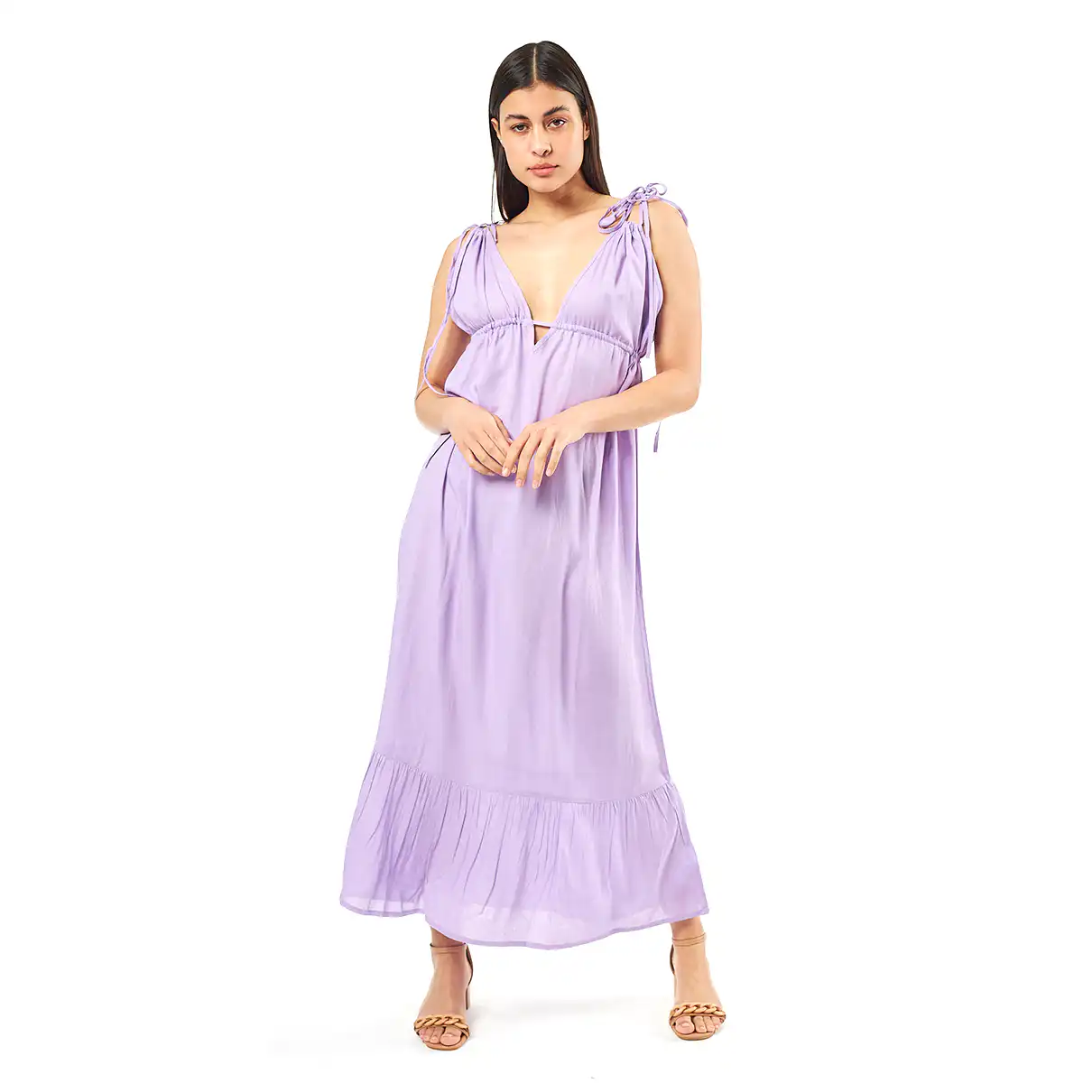 Verde Γυναικείο Φόρεμα 52-0073 Viscoce Ινδίας Λιλά