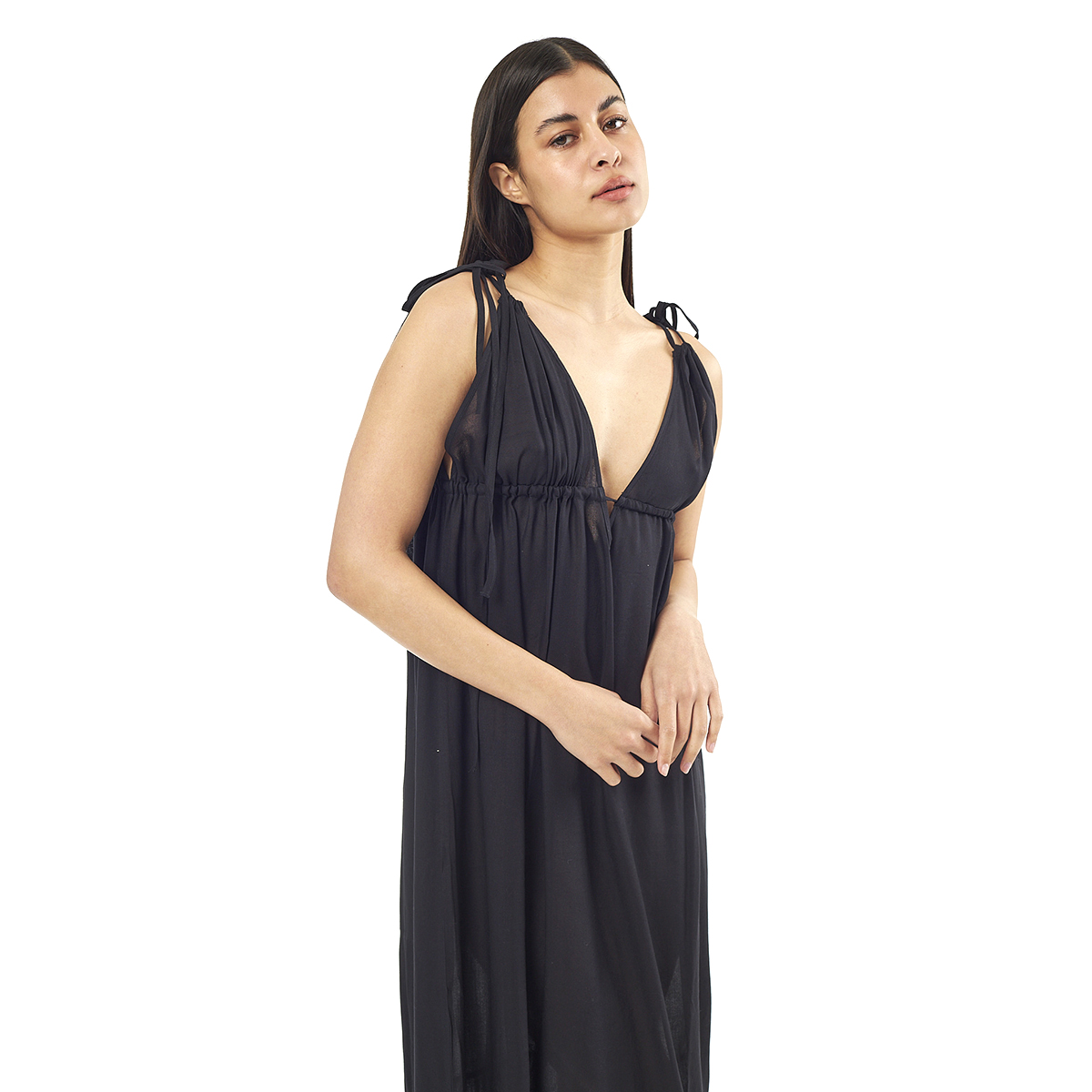 Verde Γυναικείο Φόρεμα 52-0073 Viscoce Ινδίας Μαύρο