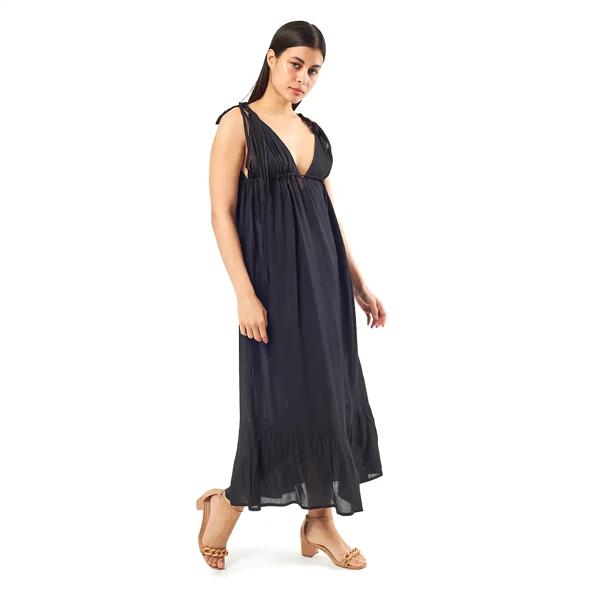 Verde Γυναικείο Φόρεμα 52-0073 Viscoce Ινδίας Μαύρο