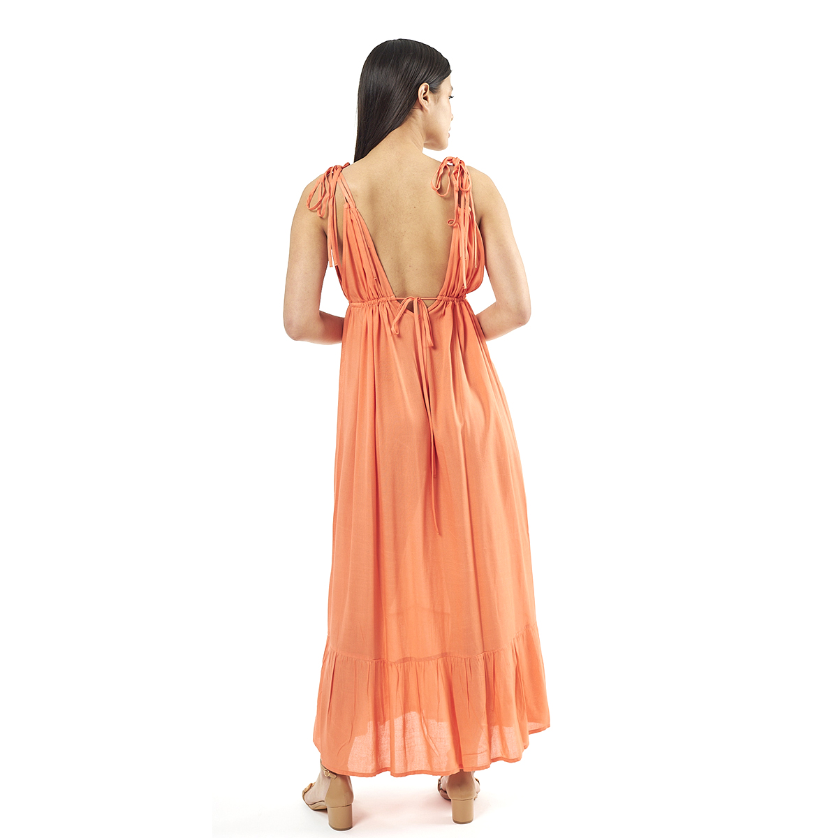 Verde Γυναικείο Φόρεμα 52-0073 Viscoce Ινδίας Πορτοκαλί