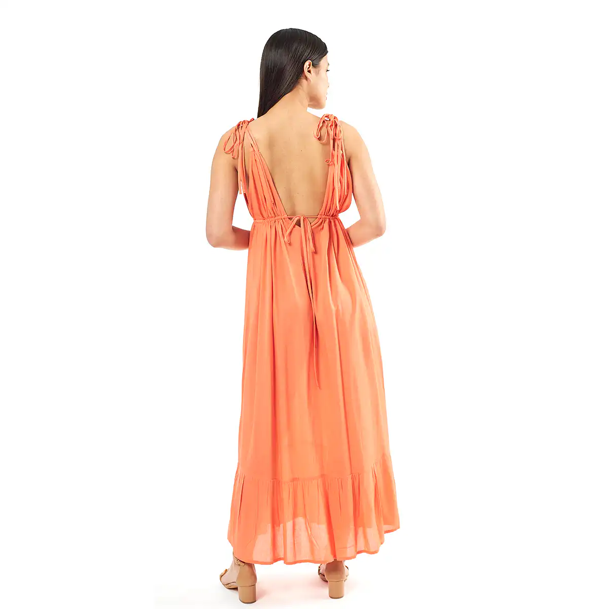 Verde Γυναικείο Φόρεμα 52-0073 Viscoce Ινδίας Πορτοκαλί