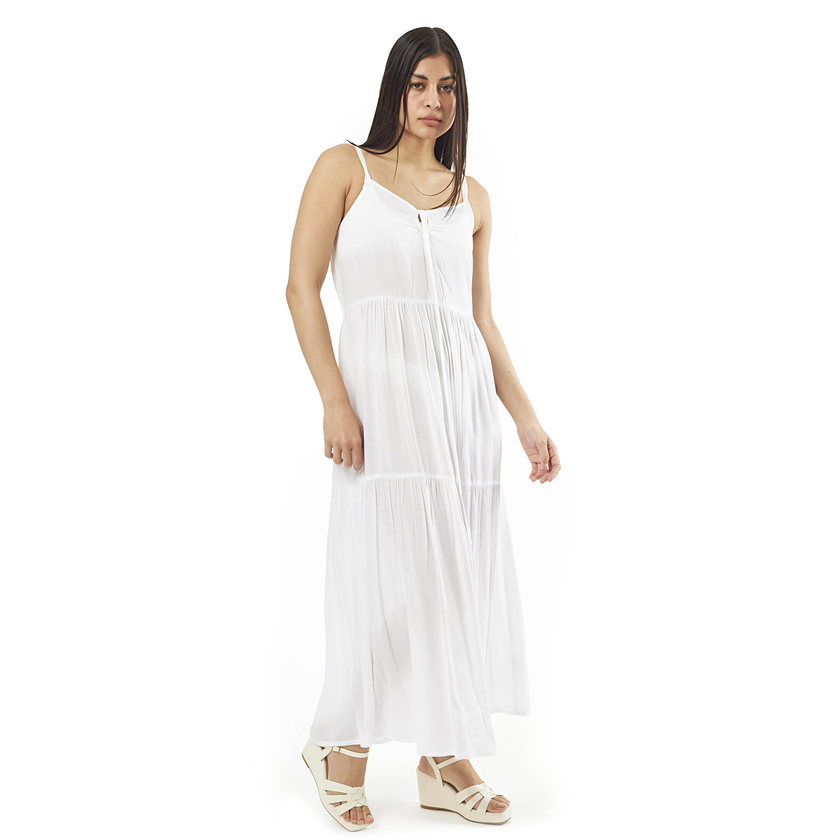 Verde Γυναικείο Φόρεμα 52-0074 Viscoce Ινδίας Άσπρο