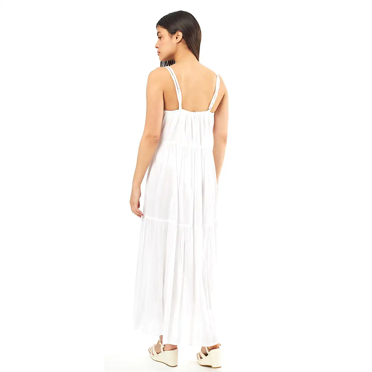 Verde Γυναικείο Φόρεμα 52-0074 Viscoce Ινδίας Άσπρο