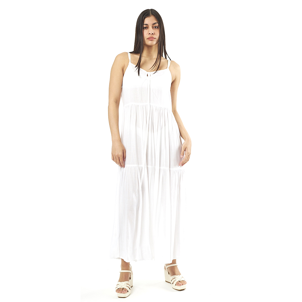 Verde Γυναικείο Φόρεμα 52-0074 Viscoce Ινδίας Άσπρο