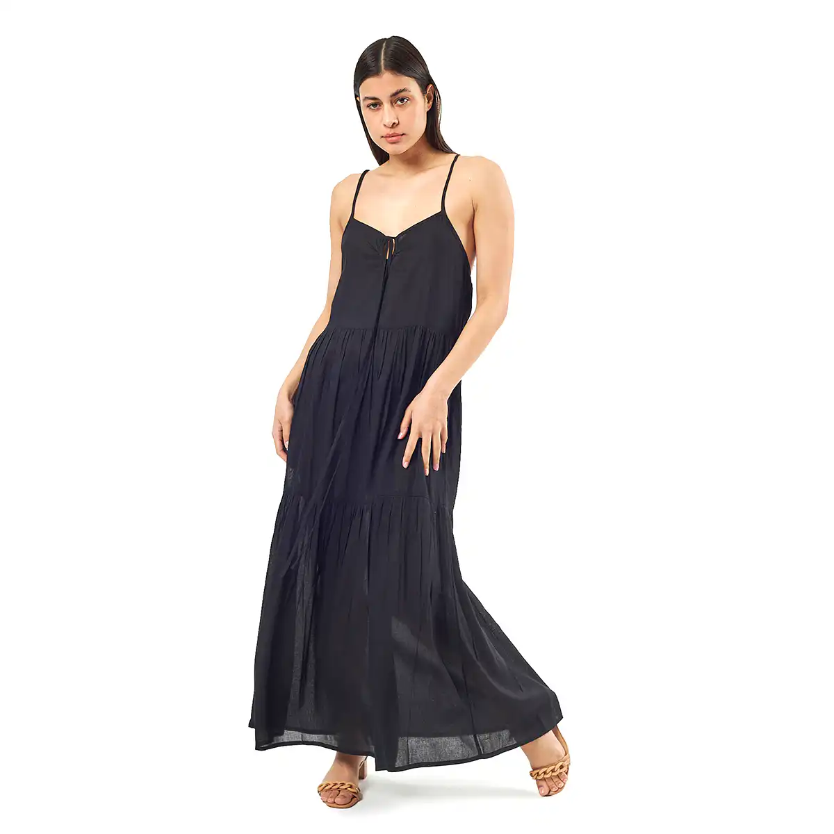 Verde Γυναικείο Φόρεμα 52-0074 Viscoce Ινδίας Μαύρο