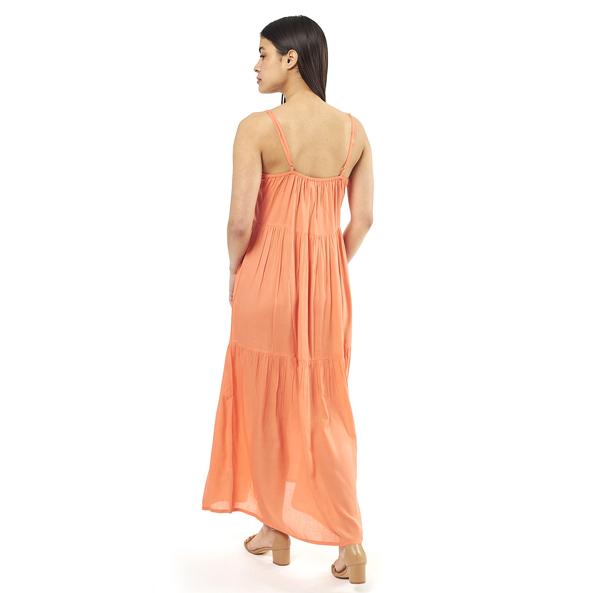 Verde Γυναικείο Φόρεμα 52-0074 Viscoce Ινδίας Πορτοκαλί