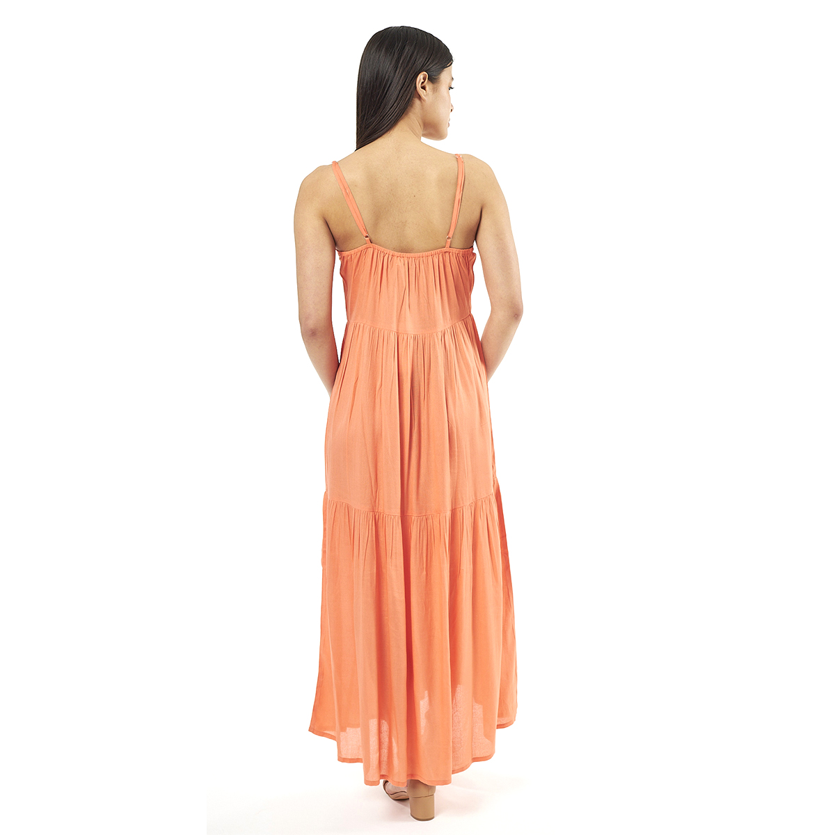 Verde Γυναικείο Φόρεμα 52-0074 Viscoce Ινδίας Πορτοκαλί