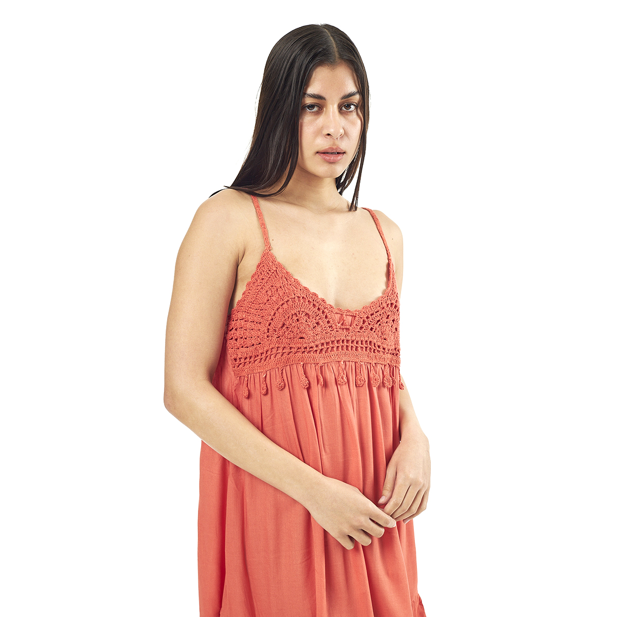 Verde Γυναικείο Φόρεμα 52-0075 Viscoce Ινδίας Πορτοκαλί