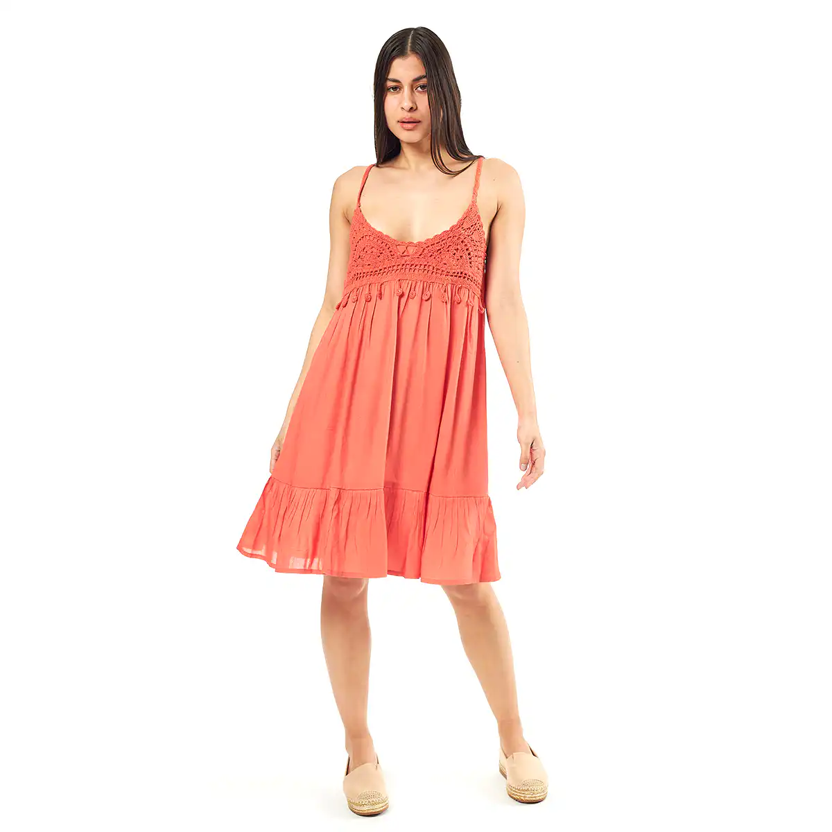 Verde Γυναικείο Φόρεμα 52-0075 Viscoce Ινδίας Πορτοκαλί