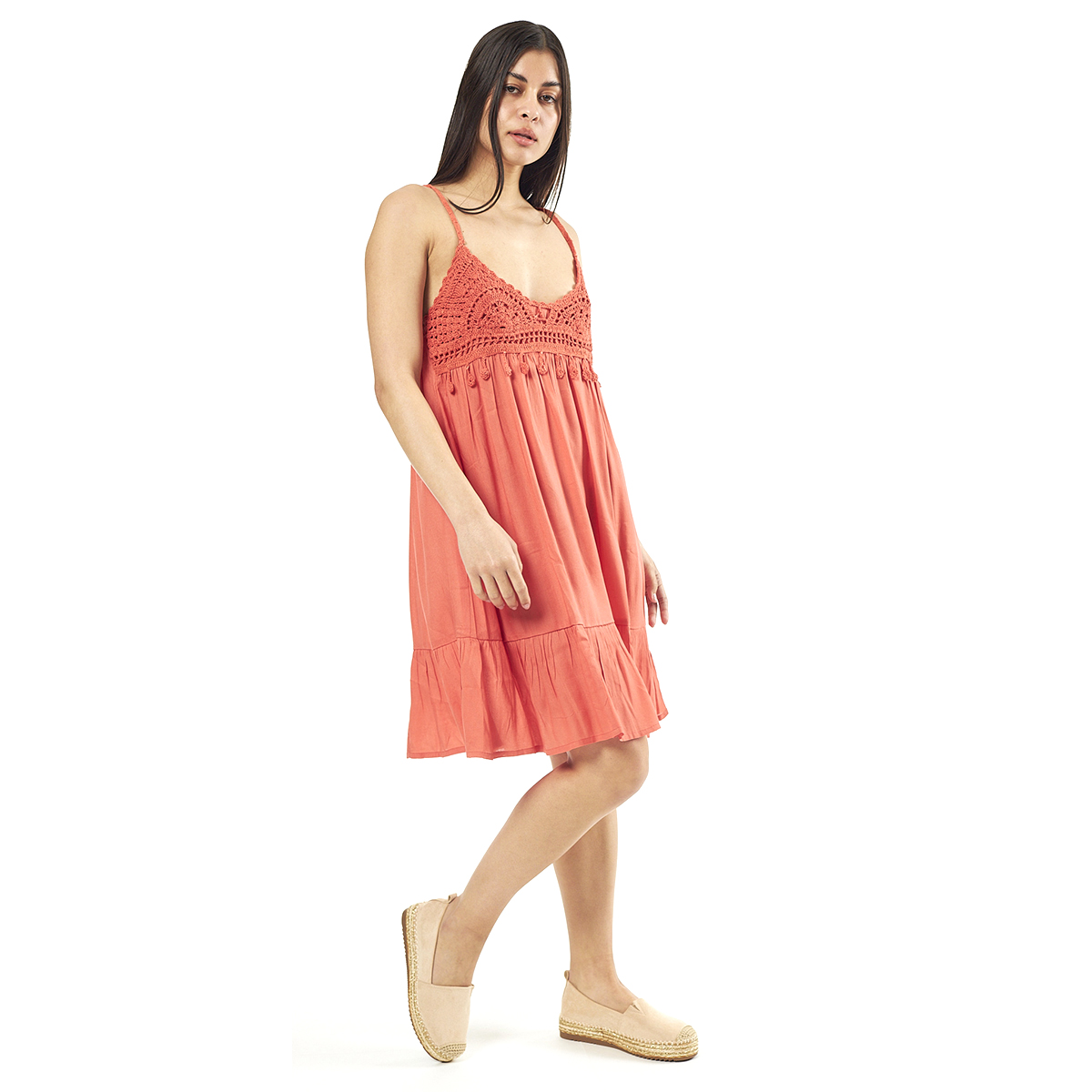 Verde Γυναικείο Φόρεμα 52-0075 Viscoce Ινδίας Πορτοκαλί