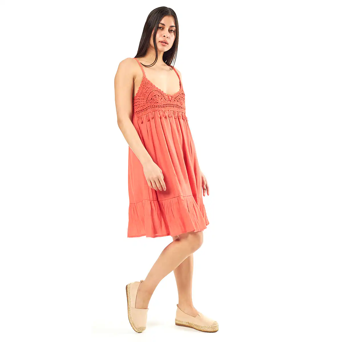 Verde Γυναικείο Φόρεμα 52-0075 Viscoce Ινδίας Πορτοκαλί