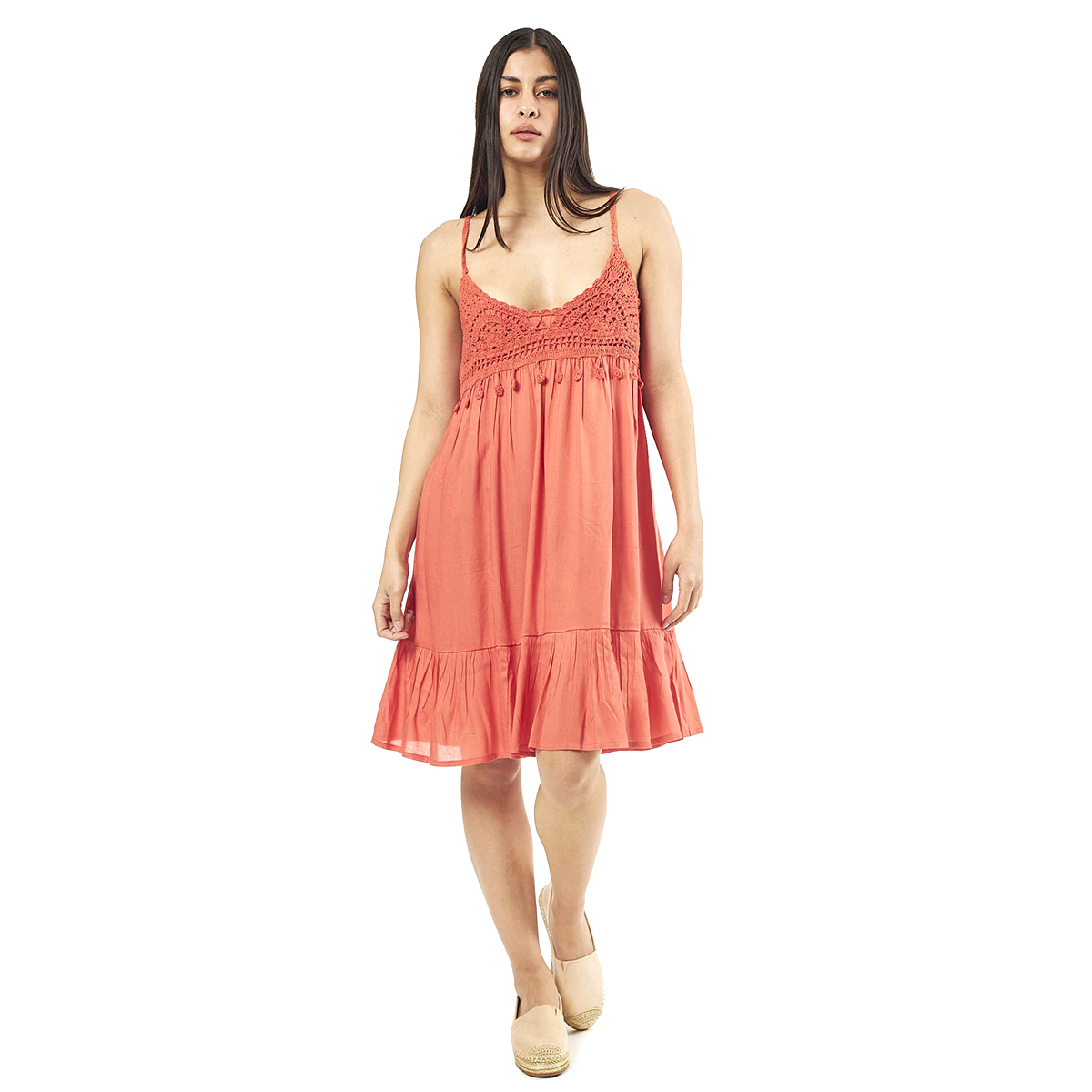 Verde Γυναικείο Φόρεμα 52-0075 Viscoce Ινδίας Πορτοκαλί