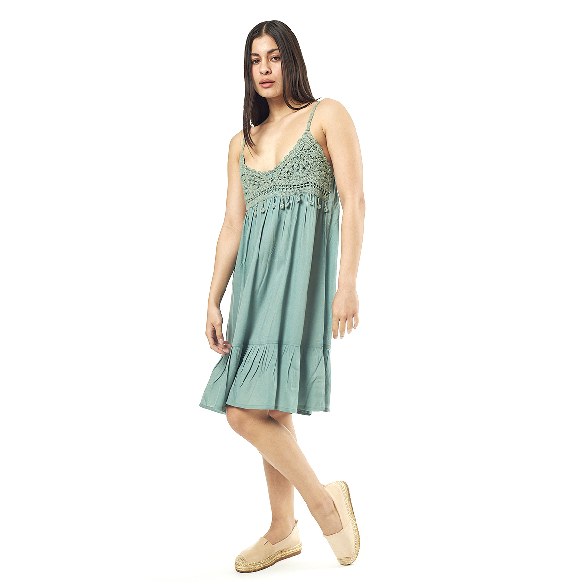 Verde Γυναικείο Φόρεμα 52-0075 Viscoce Ινδίας Πράσινο