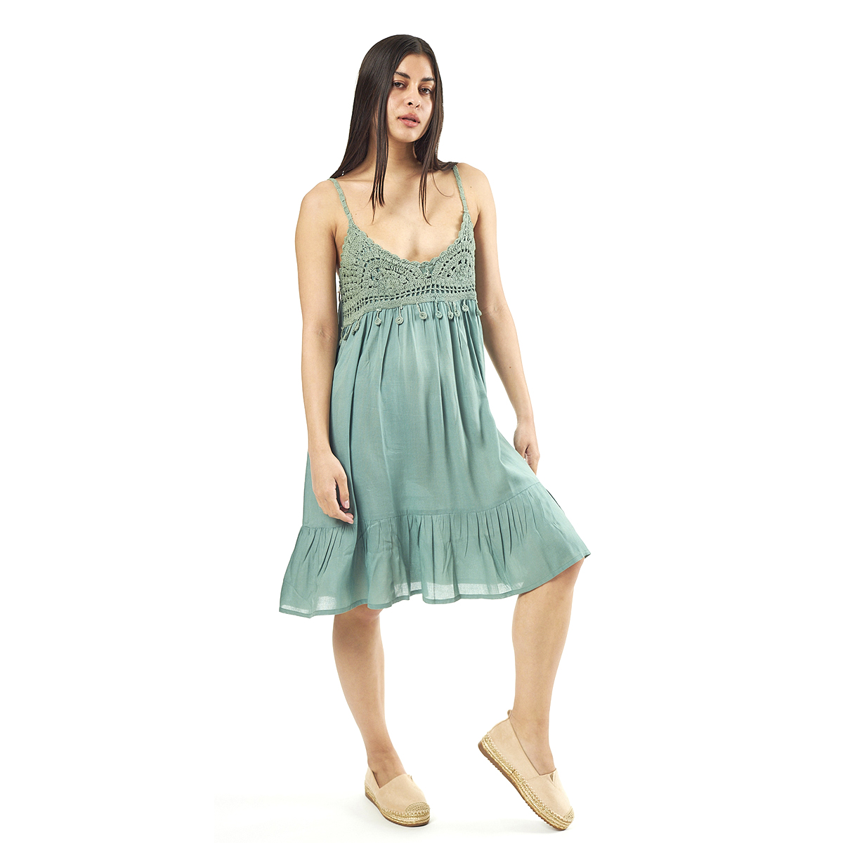 Verde Γυναικείο Φόρεμα 52-0075 Viscoce Ινδίας Πράσινο