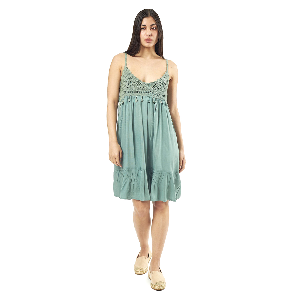 Verde Γυναικείο Φόρεμα 52-0075 Viscoce Ινδίας Πράσινο