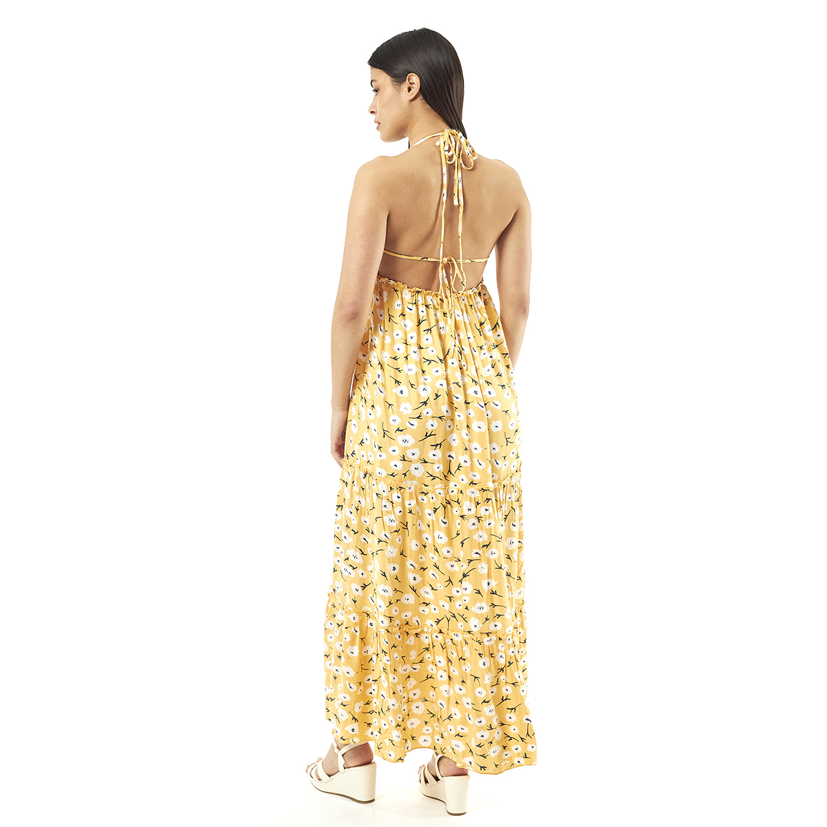 Verde Γυναικείο Φόρεμα 52-0076 Viscoce Ινδίας Κίτρινο