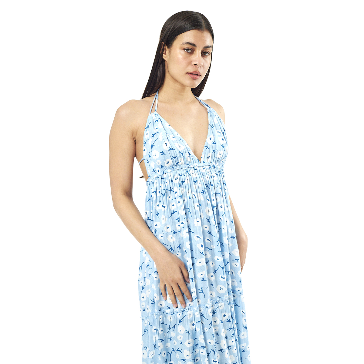 Verde Γυναικείο Φόρεμα 52-0076 Viscoce Ινδίας Μπλέ