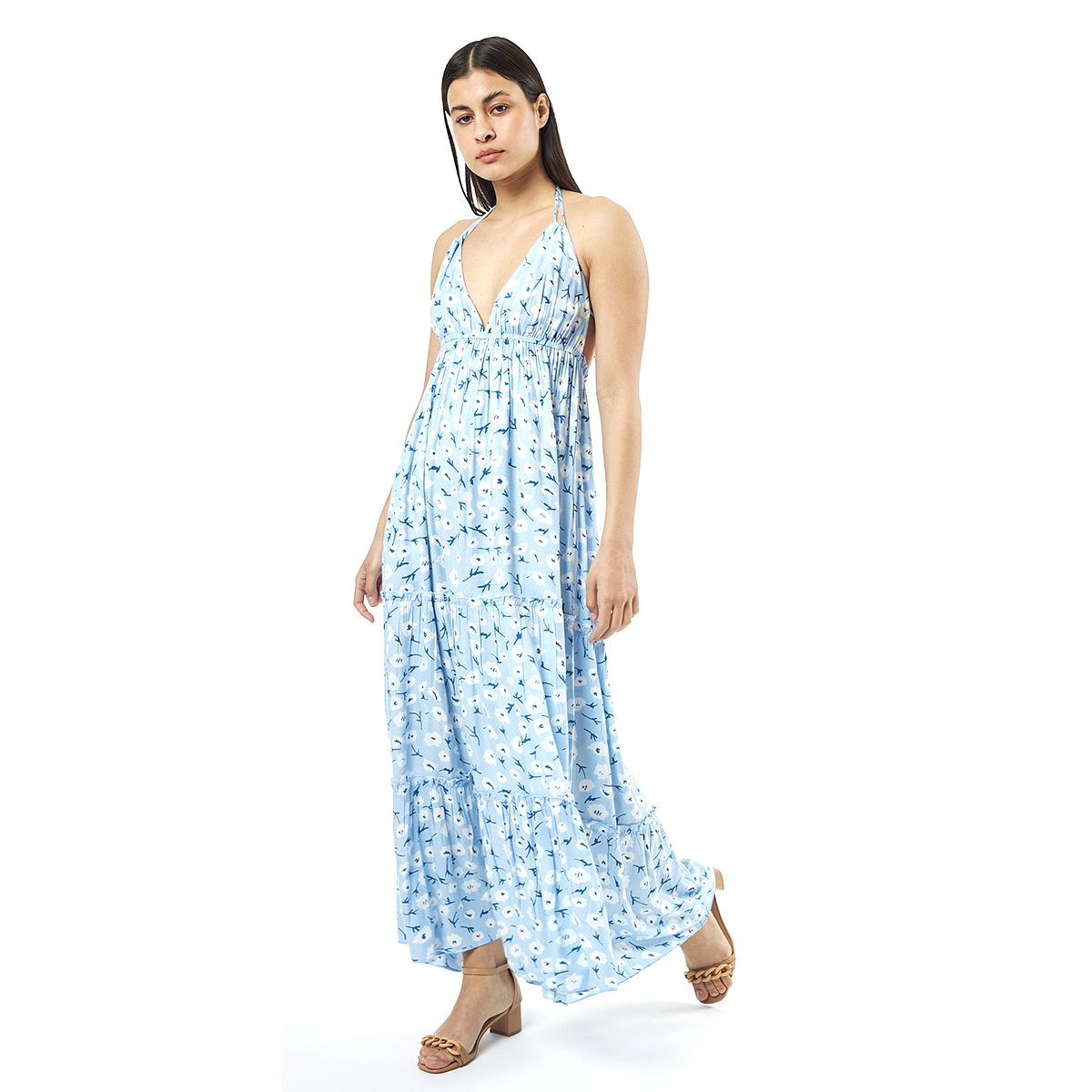 Verde Γυναικείο Φόρεμα 52-0076 Viscoce Ινδίας Μπλέ