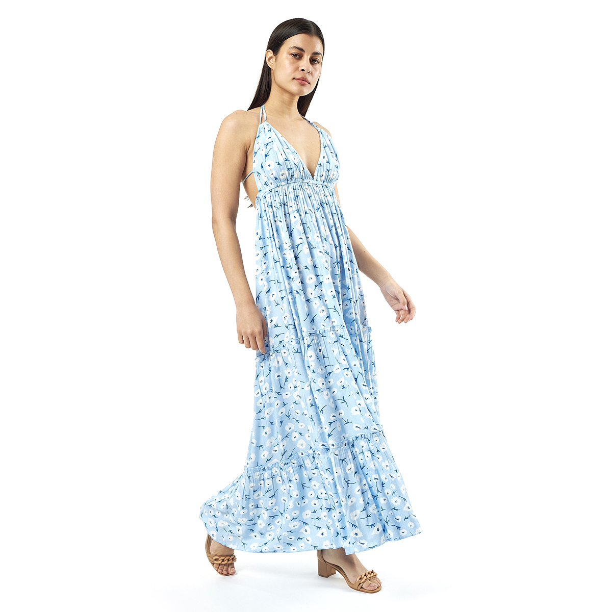 Verde Γυναικείο Φόρεμα 52-0076 Viscoce Ινδίας Μπλέ