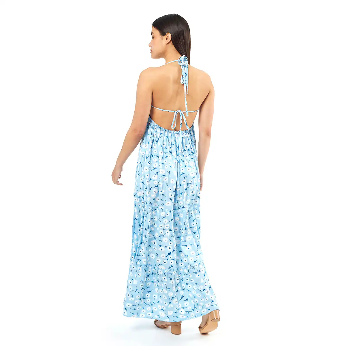 Verde Γυναικείο Φόρεμα 52-0076 Viscoce Ινδίας Μπλέ