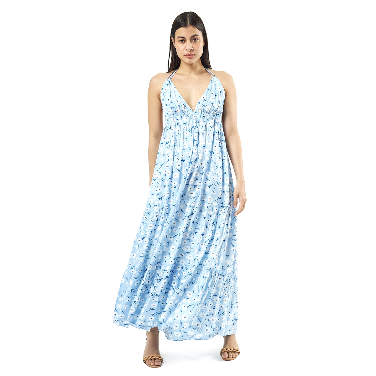 Verde Γυναικείο Φόρεμα 52-0076 Viscoce Ινδίας Μπλέ