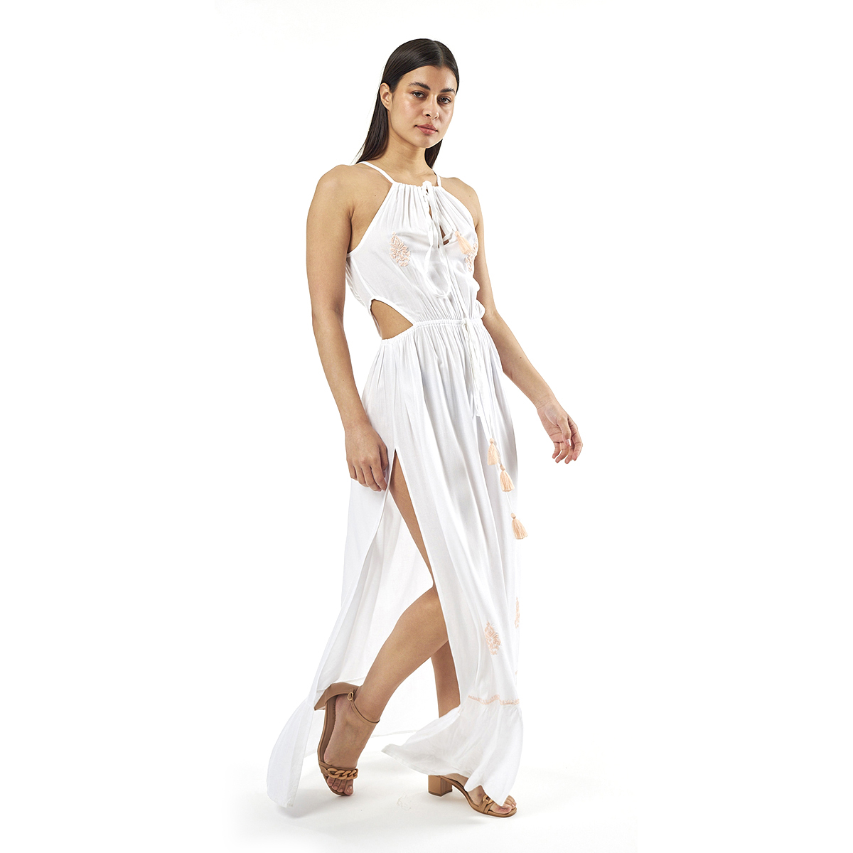 Verde Γυναικείο Φόρεμα 52-0077 Ρεγιόν Ινδίας Άσπρο