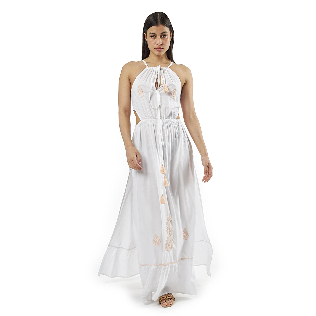 Verde Γυναικείο Φόρεμα 52-0077 Ρεγιόν Ινδίας Άσπρο