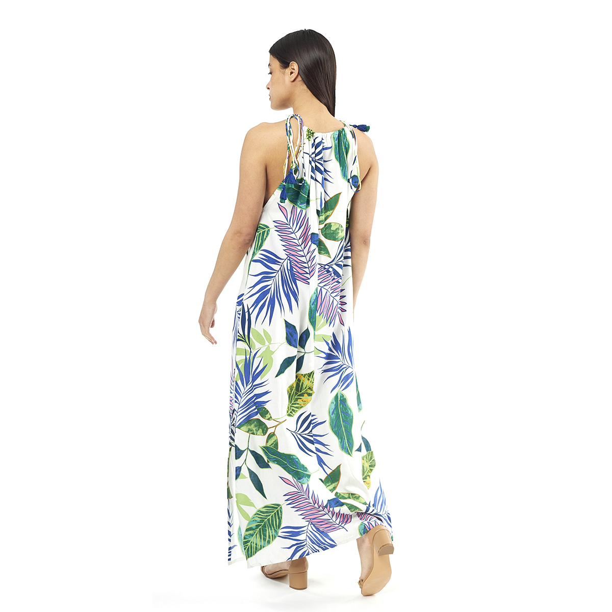 Verde Γυναικείο Φόρεμα 52-0078 Ρεγιόν Ινδίας Άσπρο