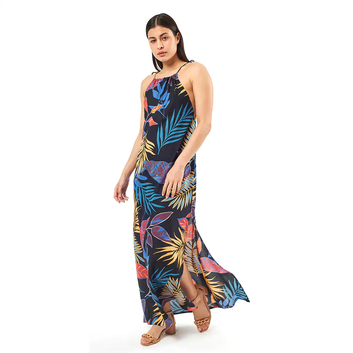 Verde Γυναικείο Φόρεμα 52-0078 Ρεγιόν Ινδίας Μαύρο