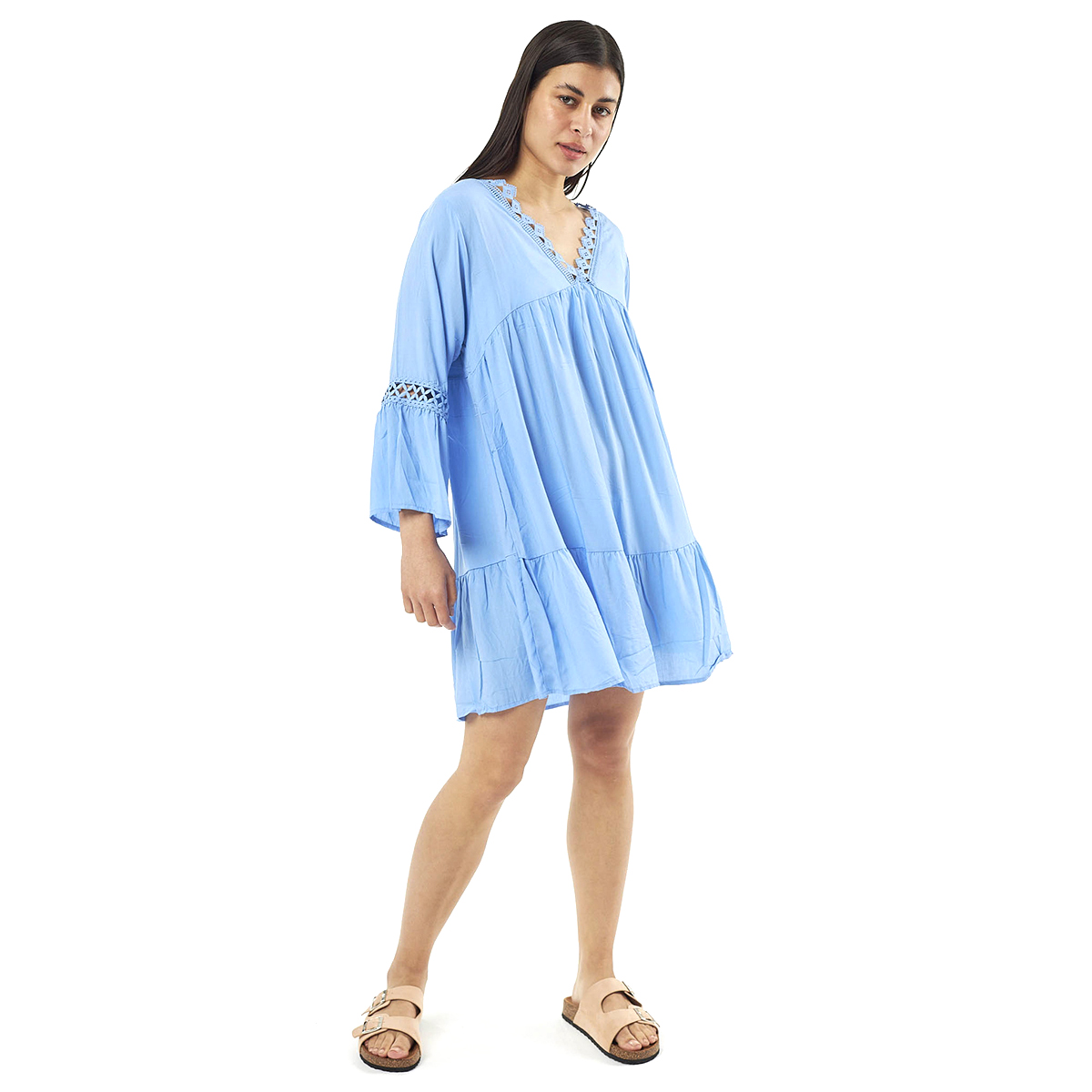 Verde Γυναικείο Φόρεμα 52-0081 Cotton Μπλέ