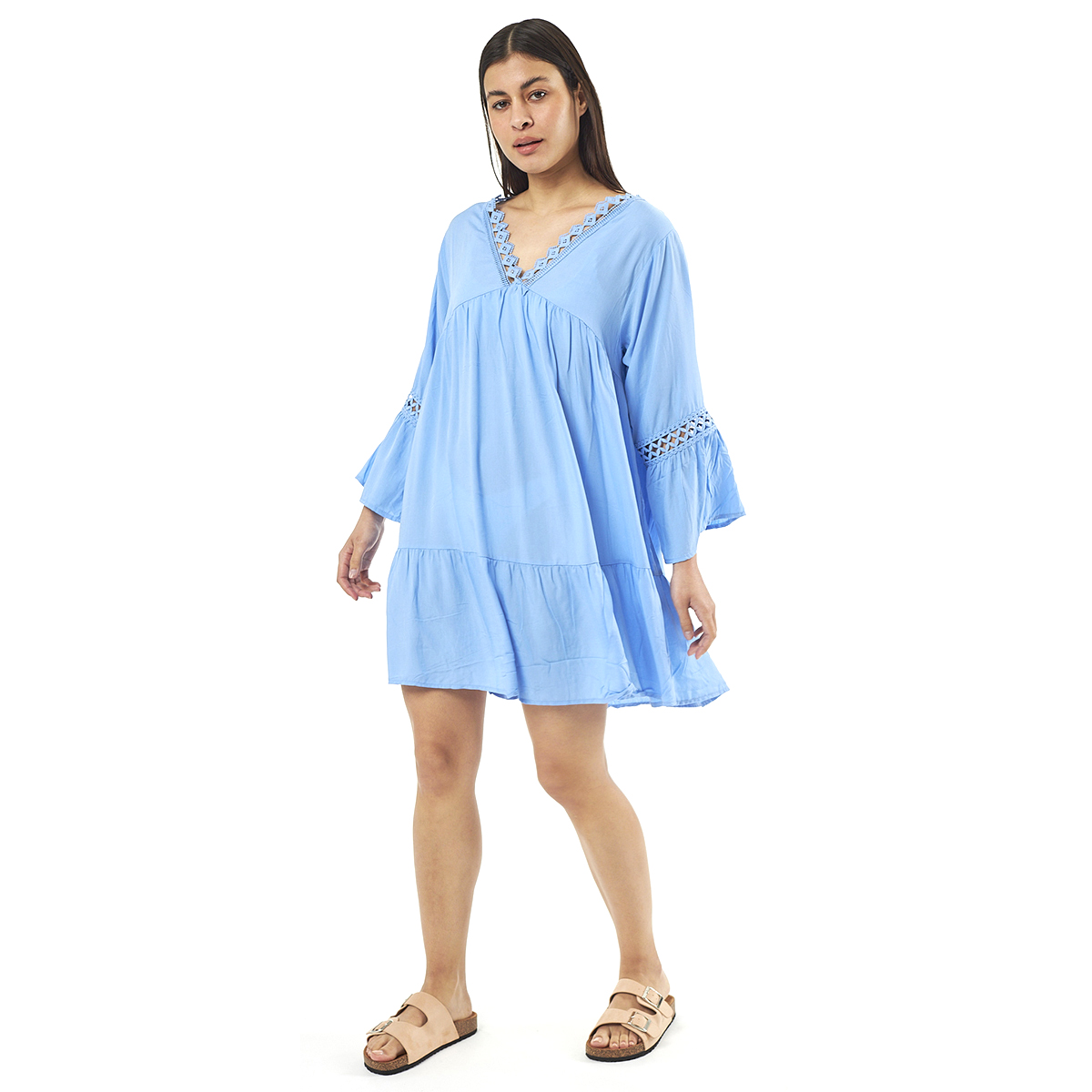 Verde Γυναικείο Φόρεμα 52-0081 Cotton Μπλέ