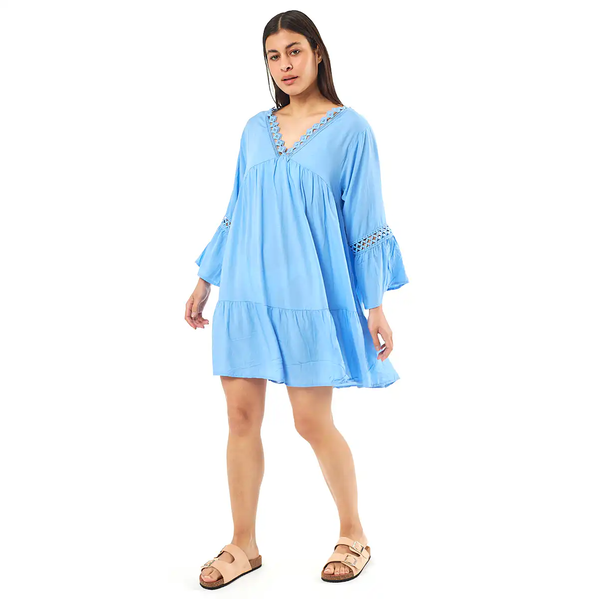 Verde Γυναικείο Φόρεμα 52-0081 Cotton Μπλέ