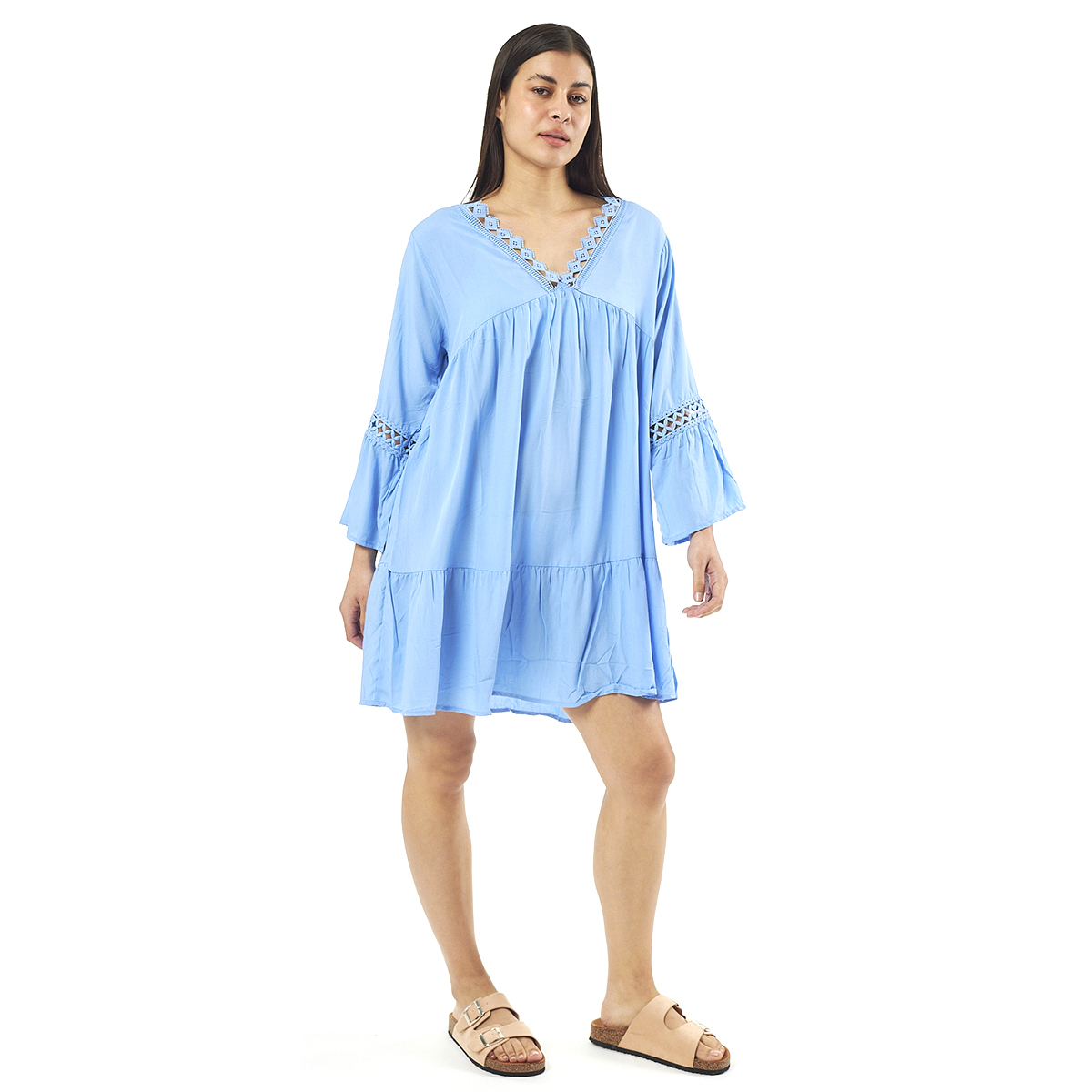 Verde Γυναικείο Φόρεμα 52-0081 Cotton Μπλέ