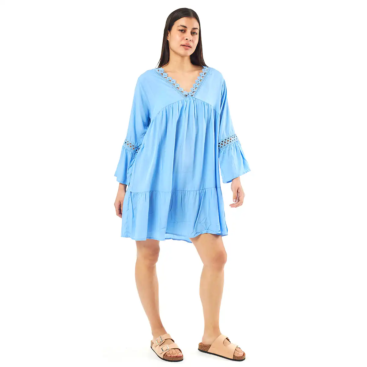 Verde Γυναικείο Φόρεμα 52-0081 Cotton Μπλέ