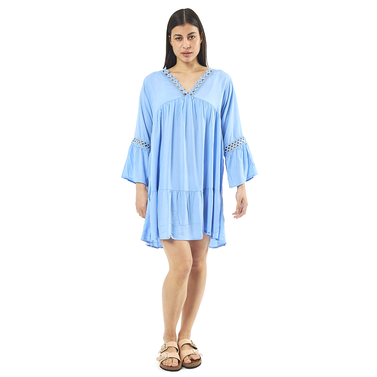 Verde Γυναικείο Φόρεμα 52-0081 Cotton Μπλέ