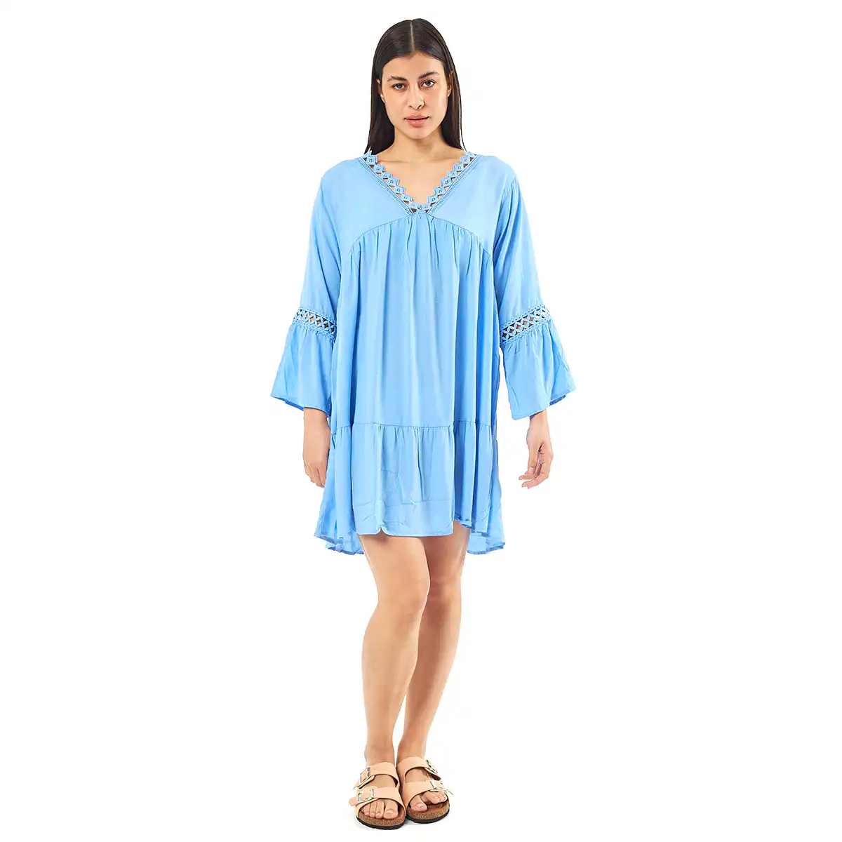 Verde Γυναικείο Φόρεμα 52-0081 Cotton Μπλέ